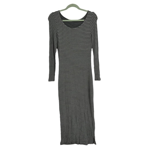 Marine Layer Ribbed Grey Striped Maxi Dress Fall Wardrobe Staple Size medium - Picture 2 of 5